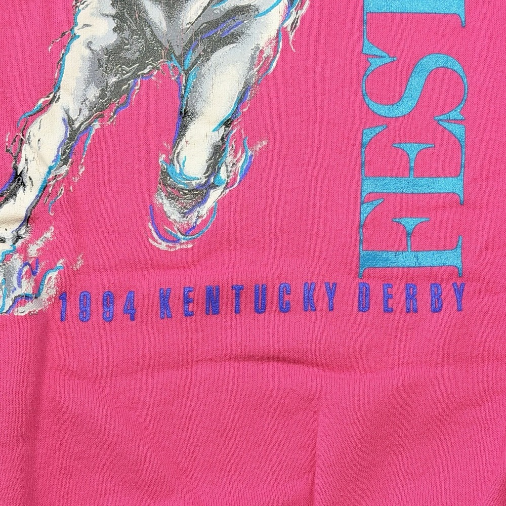 Vintage 1994 Kentucky Derby Festival Lee XL Pink Horse Graphic Sweatshirt - Picture 3 of 7